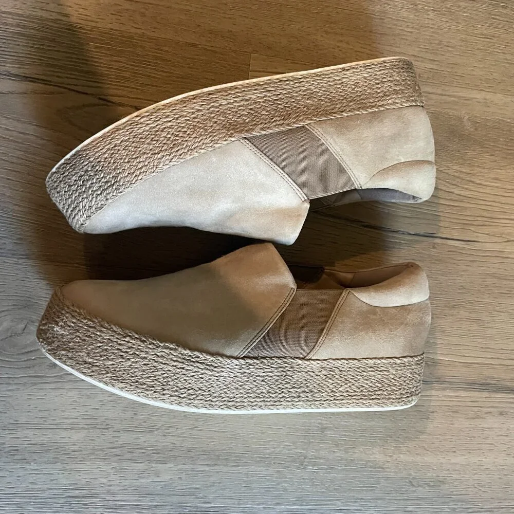 Vince Women's Wilden Suede Espadrille Tan Slip-on Sneaker Platform 9.5!